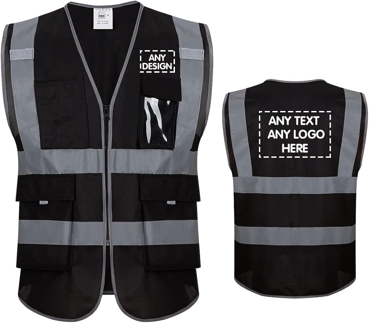 Jimiwongsafety Custom Safety Vest Customized logo ANSI Class 2 pockets High Visibility Reflective Vest for men & women