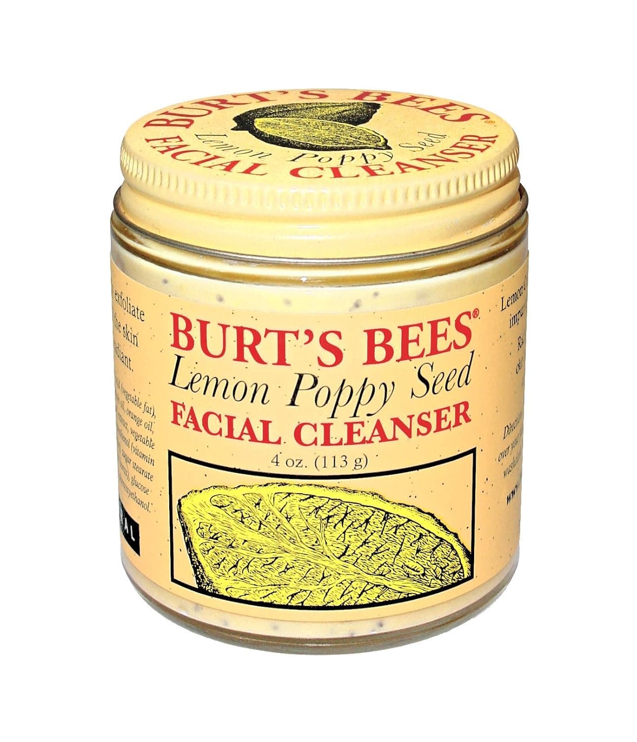 Burt's Bees Facial Cleanser, Lemon Poppy Seed, 4-Ounce Jars (Pack of 2)