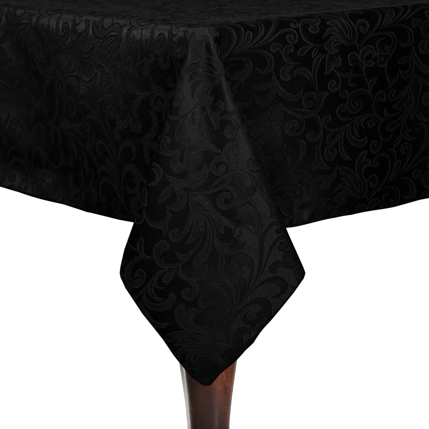 Ultimate Textile Somerset 72 x 108-Inch Rectangular Damask Tablecloth Black