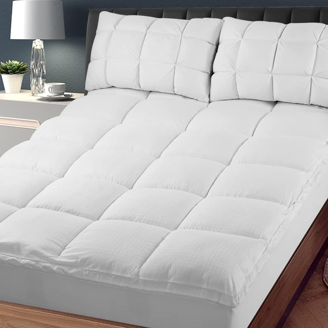 KARRISMHOMELINEN Mattress Topper(Full XL) Cooling Mattress Pad Cover Topper, 400TC Cotton Pillow Top (8-21Inch Deep Pocket)