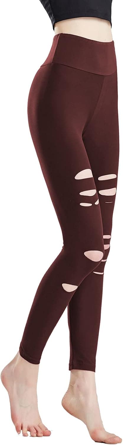 Larora Ripped Leggings for Womens, High Waisted Leggings for Women, Cutout Workout Running fabletics Yoga Pants