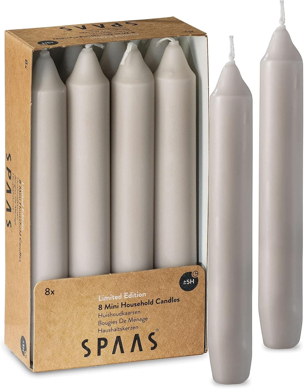 SPAAS Straight Beige Candle Sticks - Pack of 8 6" Long Candles | 5 Hour Long Burning Unscented Candles for Emergency Candles, Chime Candles, Table Candles for Wedding, and Home Decoration
