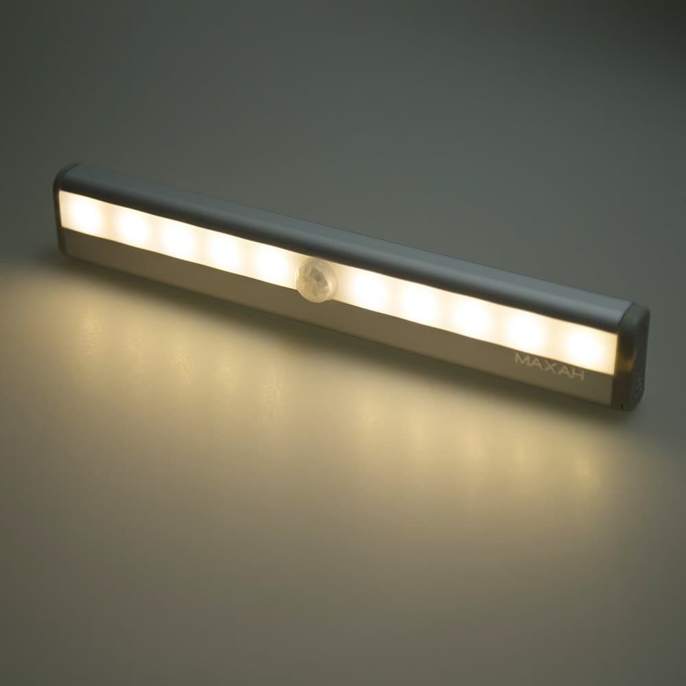 MAXAH LED PIR Motion Sensor Light Bar USB Rechargeable Night Light for Closet Cabinet Cupboard Drawer Wardrobe Staircase with Magnetic Strip (USB Rechargeable, Warm white)