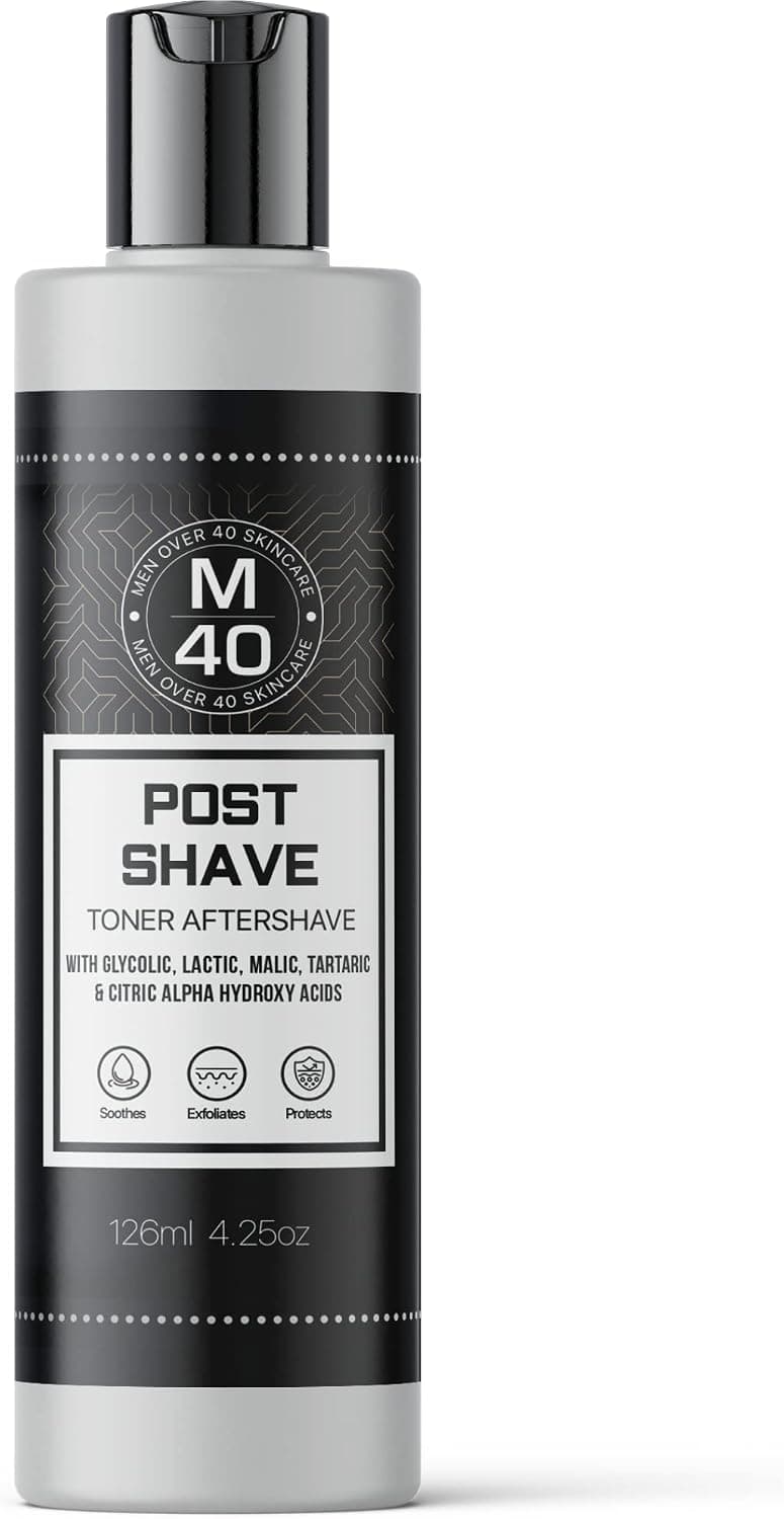 Men Over 40 Skincare Post Shave Toner (4.25 oz.): Exfoliates Dead Skin, Hydrates, and Soothes Shaving Irritation