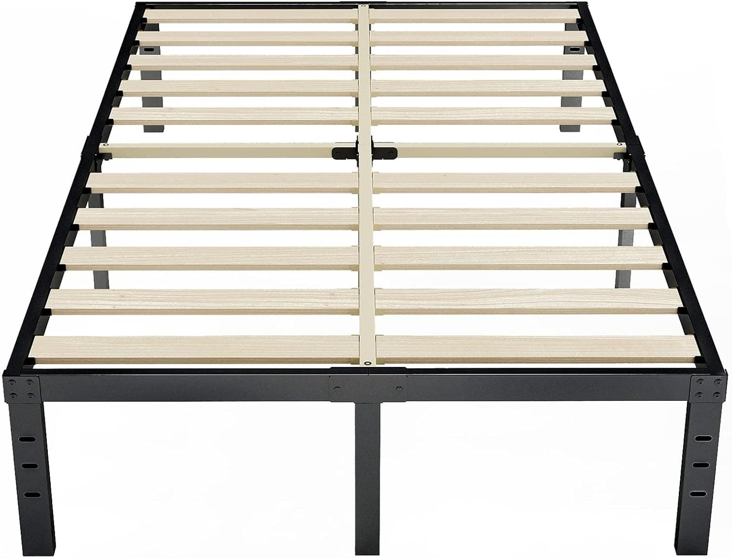 ZIYOO Queen Size Bed Frame, 3" Extra Wide Wood Slats with Better Support for Mattress,14 Inch High, No Box Spring Needed, Noise Free, Easy Assembly