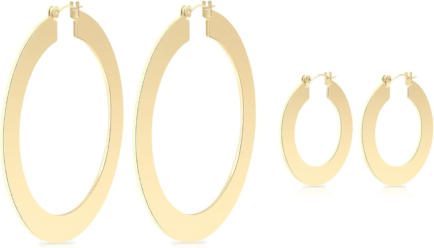 Minimal Bohemian 18K Gold Plated Large Round Hoop Earrings for Women Boho Jewelry Bold Thick Wire