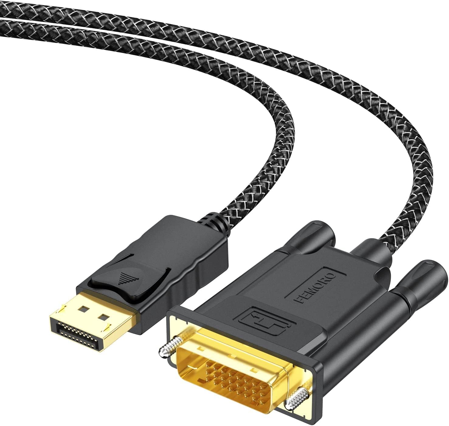FEMORO DisplayPort to DVI Cable 3FT, DP Display Port to DVI Adapter Cord for Monitor Laptop Computer Desktop Braided Cable