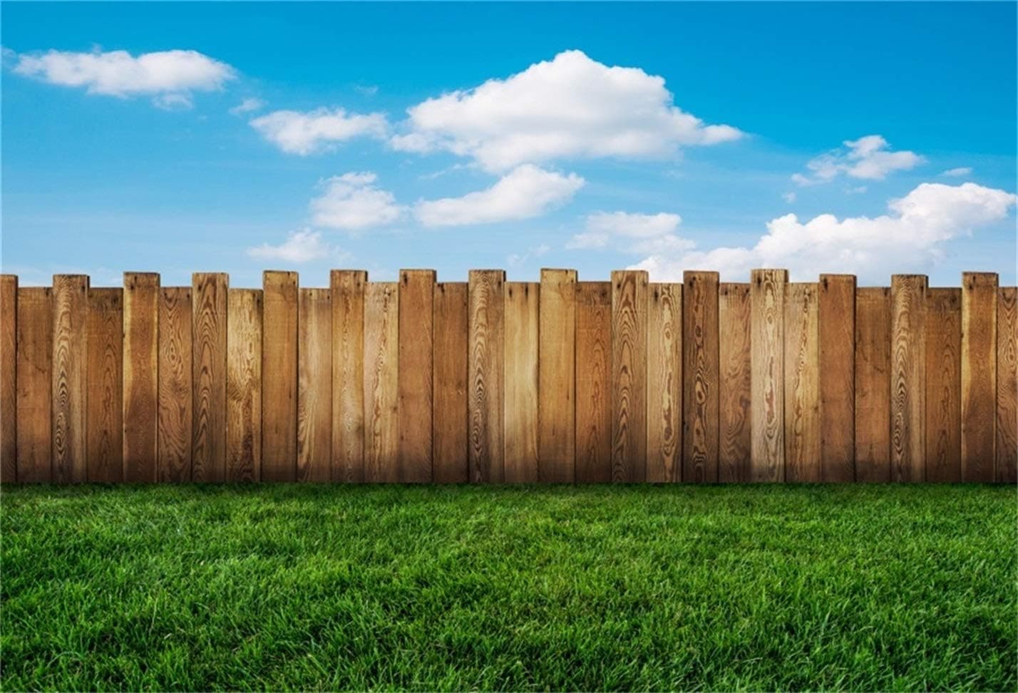 CSFOTO 8x6ft Meadow Backdrop Wooden Fence Blue Sky Spring Scenery Outdoor Picnic Party Background Countryside Field Backdrop Nature Backdrops