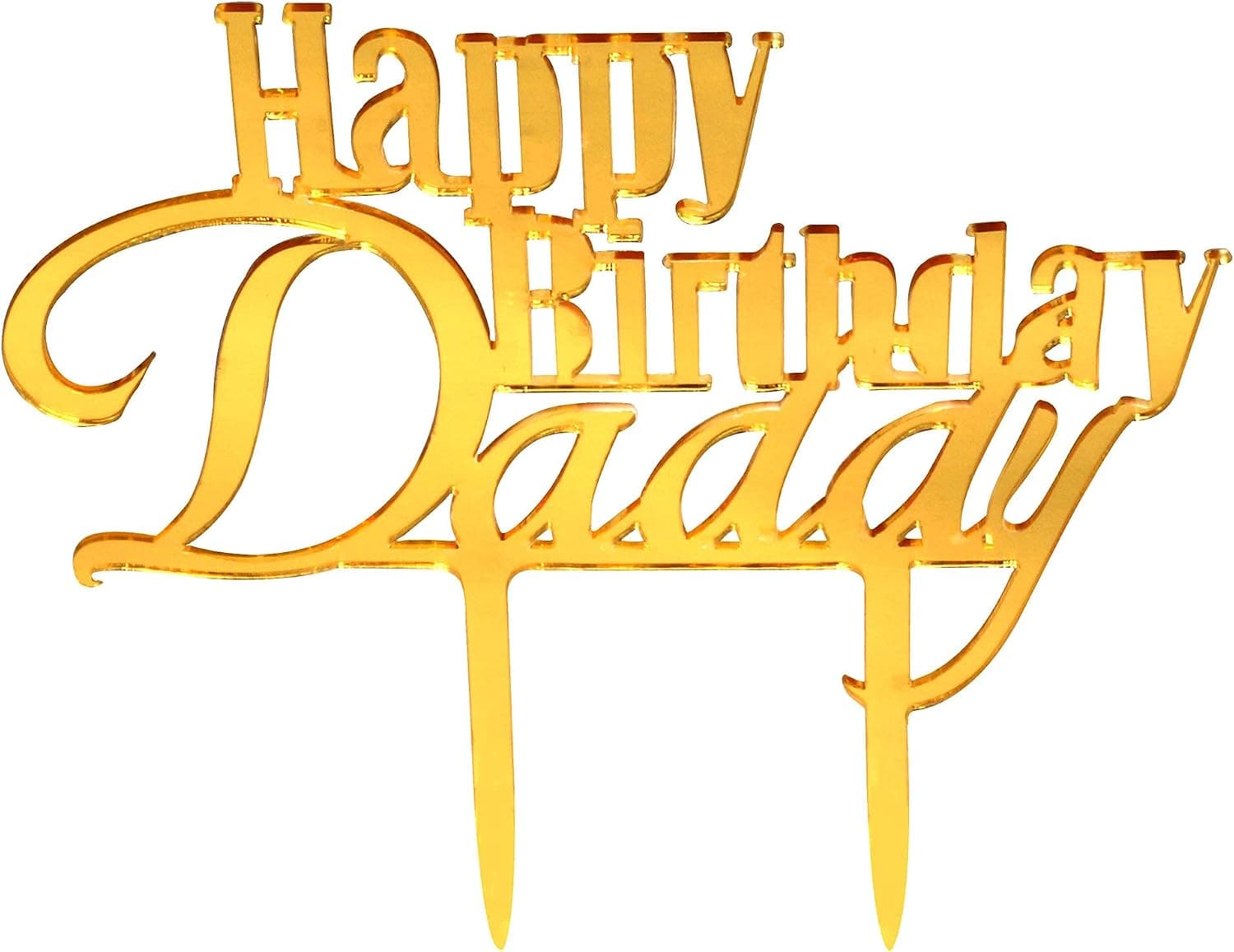 LINGAIXINYUE Happy Birthday Daddy Cake Topper Gold Acrylic for Happy Father Birthday Party Decoration Gift for Best Dad Ever