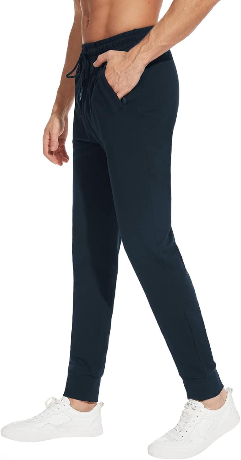 SEVEGO Men's 32"/34"/36" Inseam Tall Lightweight Cotton Joggers with Zipper Pockets Active Sweatpants Work Sports Track Pants