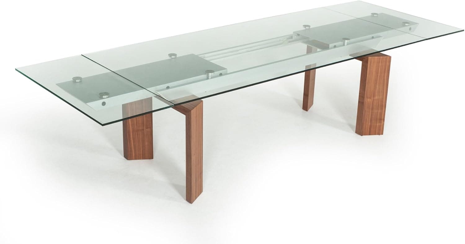 Limari Home The Bedros Collection Modern Extendable Rectangular Glass Top Contemporary Kitchen Dining Room Table