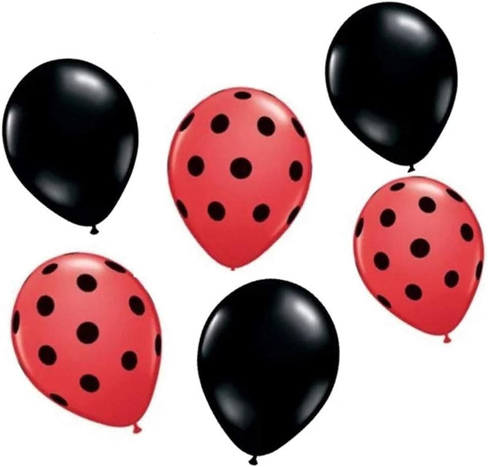 Ladybug Balloons, 60 pcs Red Polka Dot Balloons, Black Balloons, Ladybug Mylar Balloons, Walking Ladybug Balloons for Ladybug Birthday Party, Ladybug Party Decorations, Ladybug Party Supplies