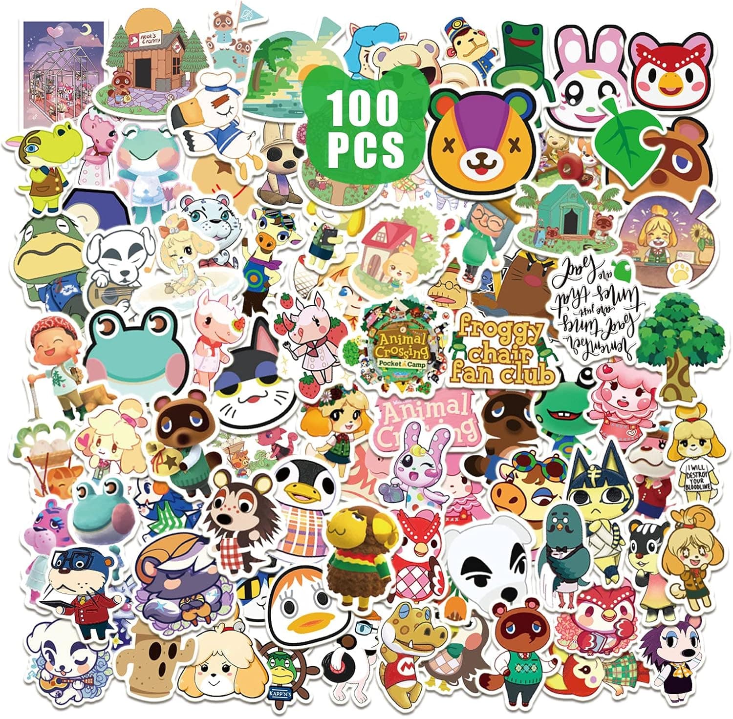 Budw Animal Cross_ing Stickers 100PCS Vinyl Aesthetic Laptop Game Decors for Water Bottle Bed Desk Computer Door Gaming Decals