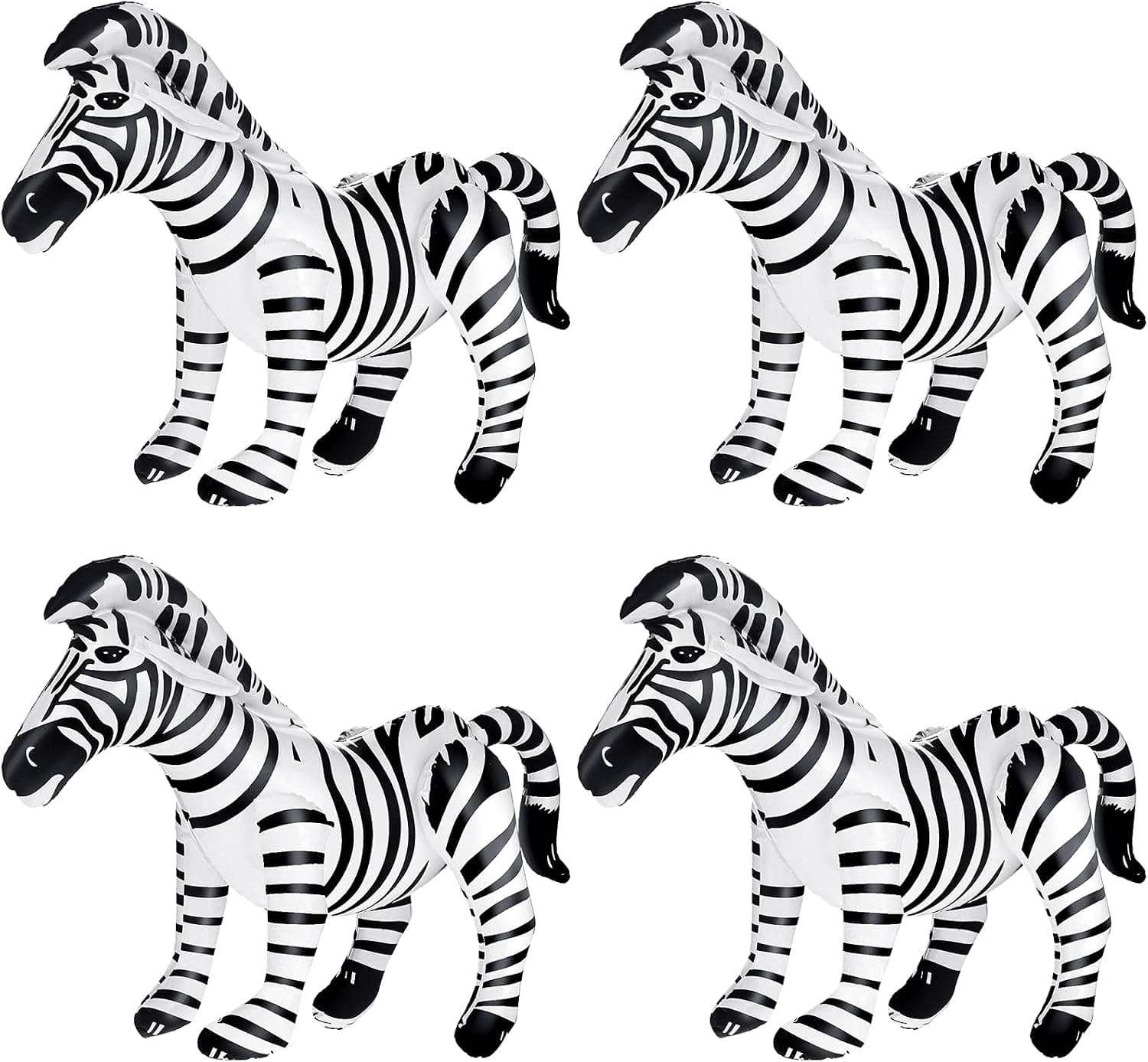 4 Pieces Zebra Inflatable Air Stuffed Zebra Stuffed Animal Toy Safari Jungle Zebra Inflatable for Animal Safari Pool Birthday Party Decorations