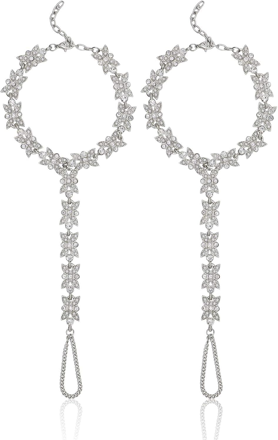 Bienvenu White Faux Pearl Rhinestone Foot Jewelry Beach Anklet Bridal Wedding Bangles Pool Party Accessories Set
