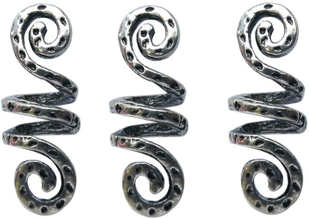 LQQQL Vikings Spiral Hair Beads Rings-Dreadlock Hair Accessories Norse Spiral Hair Coils Spring Beads for Braid Beards Hair Pendants &Bracelets DIY (3 Small pcs)