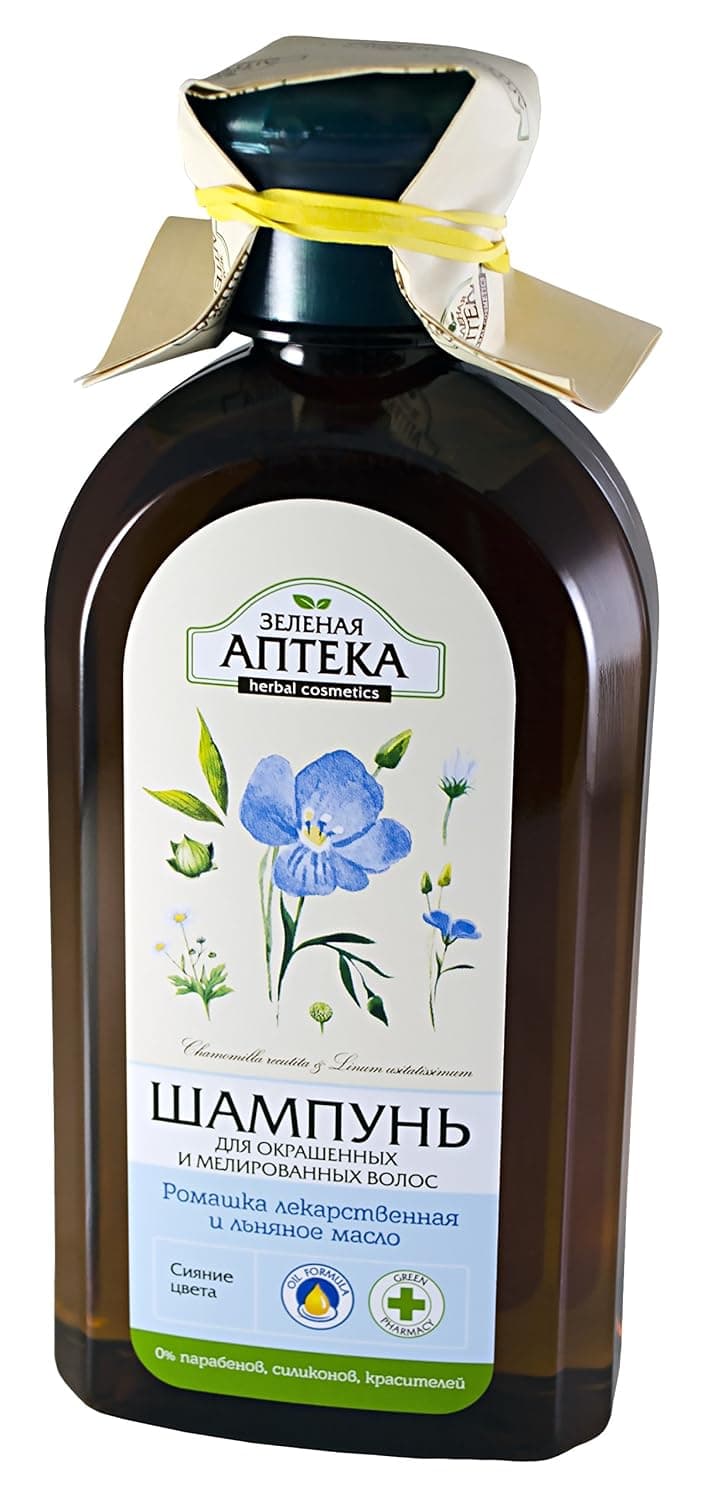 Green Pharmacy. Shampoo Chamomile and linseed oil. For colored and streaked hair (Ромашка лекарственная и Льняное масло)