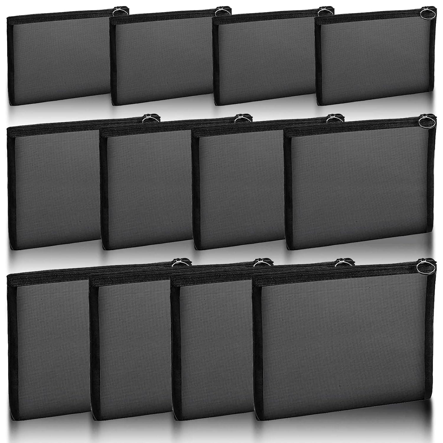 Yesland 12 Pcs Mesh Makeup Bags - Black Nylon Mesh Cosmetic Zipper Bags Portable Makeup Pouches - Travel Toiletry Kit Set for Home Office Purse Diaper Bag - 3 Sizes