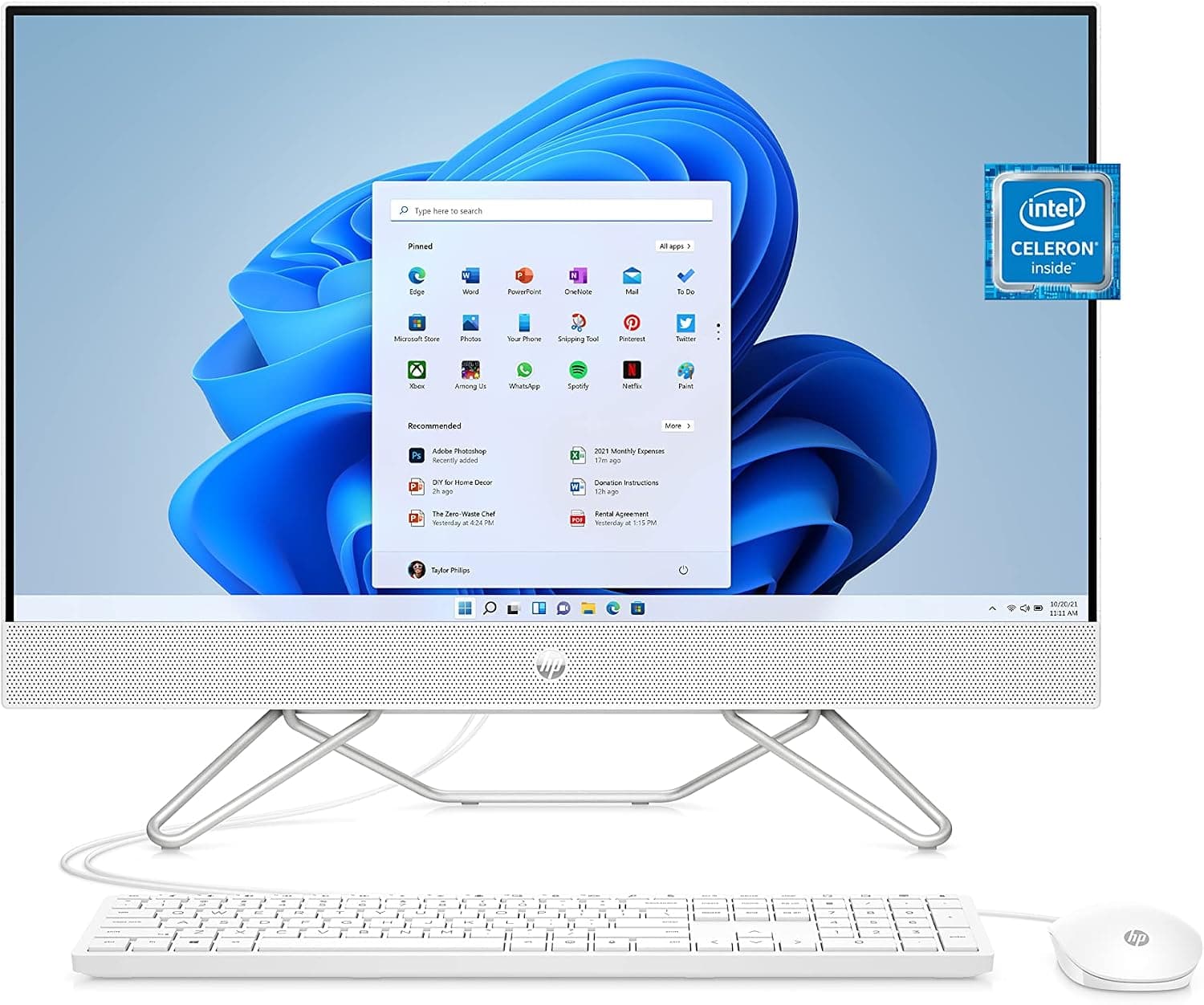 HP 23.8” All-in-One Desktop PC, Intel Celeron Processor J4025, 8 GB RAM, 256 GB SSD, Full HD Micro-Edge Display, Windows 11 Home, 720p Privacy Webcam, Wi-Fi and Bluetooth Combo (24-cb0010, 2022)