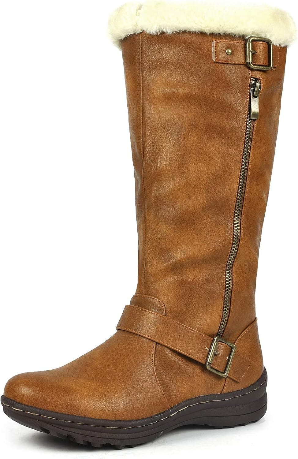 DREAM PAIRS Women's Winter Fully Fur Lined Zipper Closure Snow Knee High Boots
