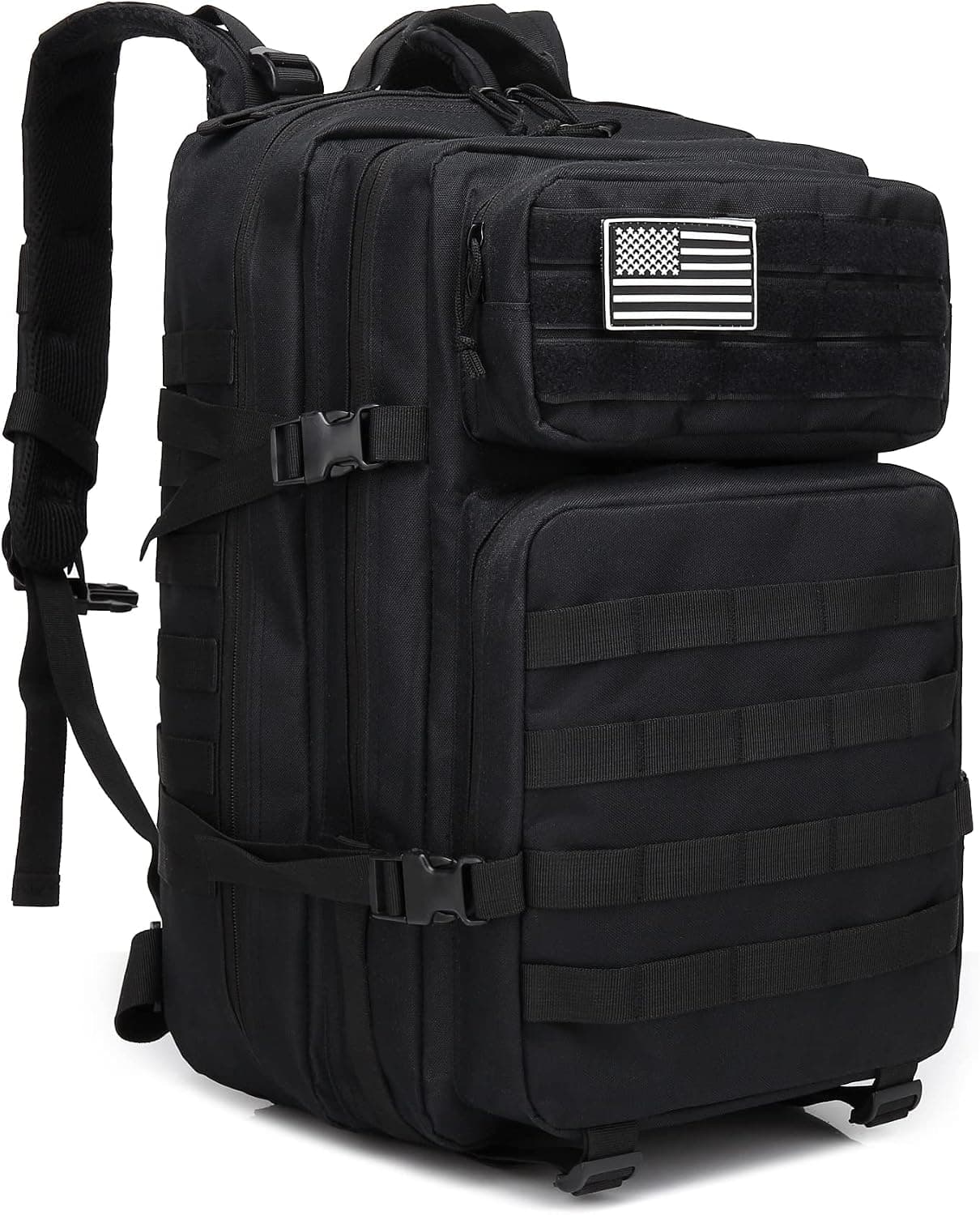 Long Keeper Military Tactical Backpack - Men 45L 3 Days Large Army Molle System Camping Hiking Bags Rucksack (Black)