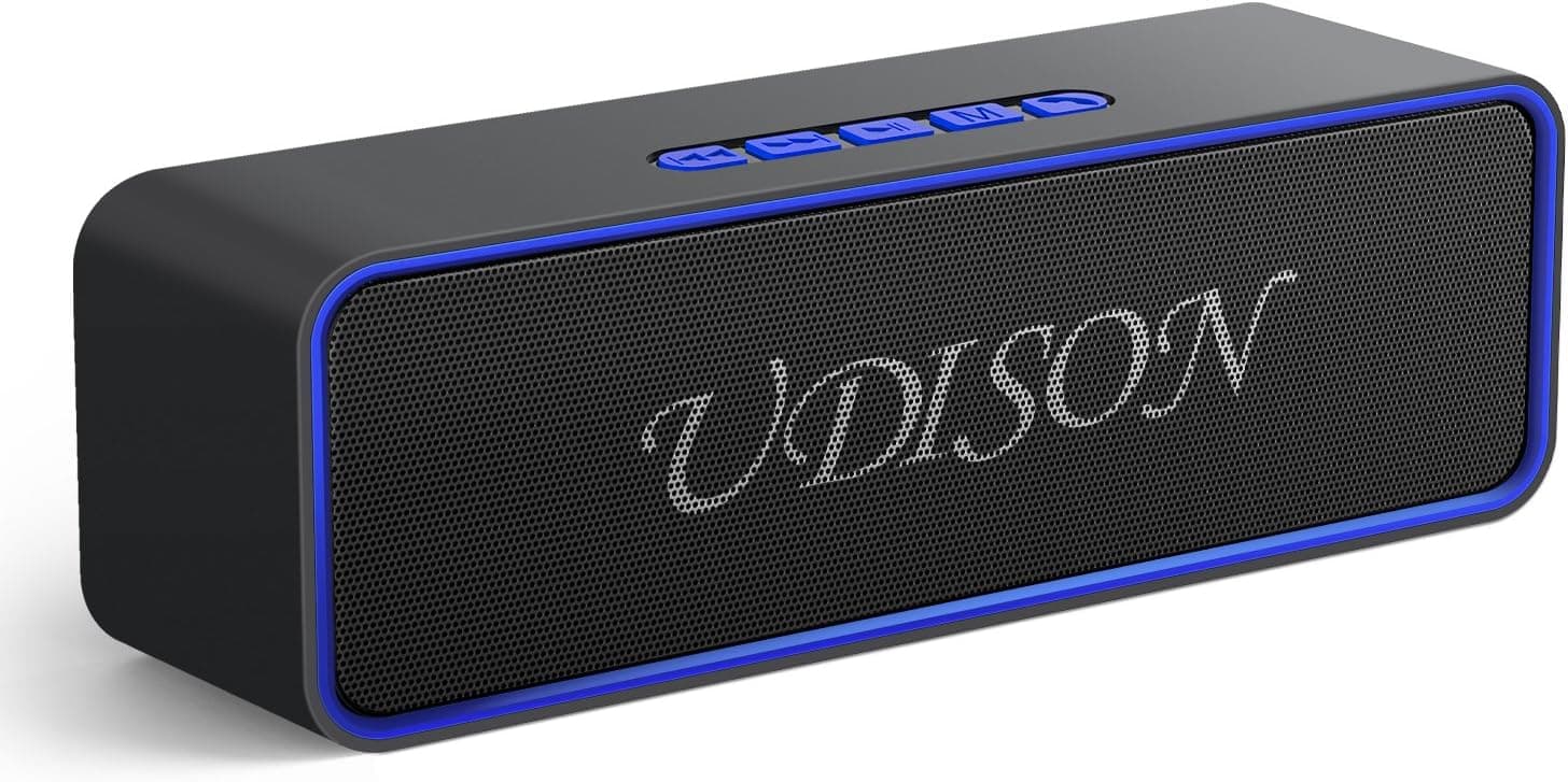 UDISON Portable Wireless Bluetooth 5.0 Speaker with 10W Loud Stereo and Rich Bass, 100 ft Wireless Range, 12-Hour Playtime, Built-in Mic, TF Slot, Perfect Outdoor Speakers for Phones