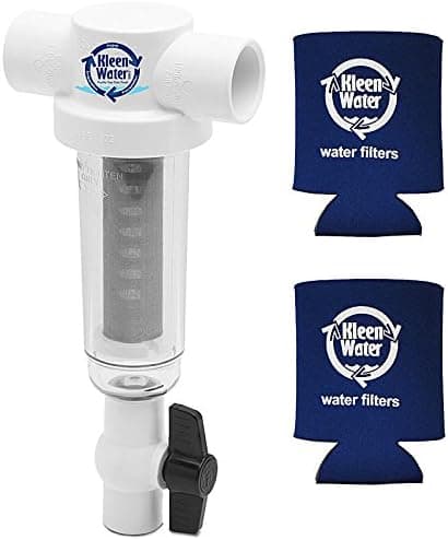 Rusco Vu-Flow, Everbuilt, ProPlumber and Campbell Alternative Spin Down Filter, 100 Mesh Sand and Sediment Filter, 1 Inch Slip Fit PVC Connection, Stainless Steel Screen, Two KleenWater Can Holders