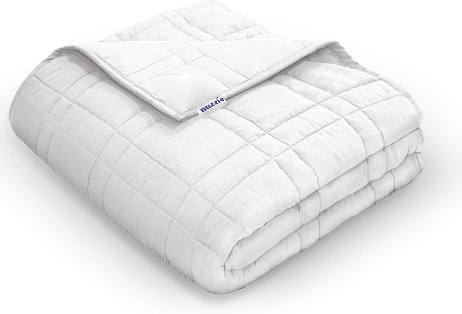 Nuzzie Weighted Blanket [New 2021] - 20 lbs Full/Queen 60x80 for Teens & Adults - 100% Cotton - Premium Hypoallergenic Glass Beads - Modern Design with Double Stitching - Designed in USA - White
