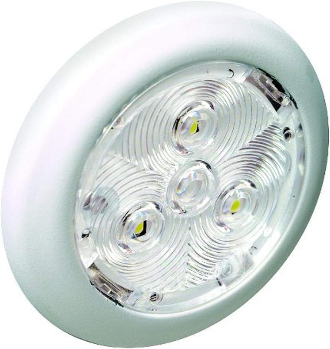 attwood LED Round Interior and Exterior Light White Plastic Bezel