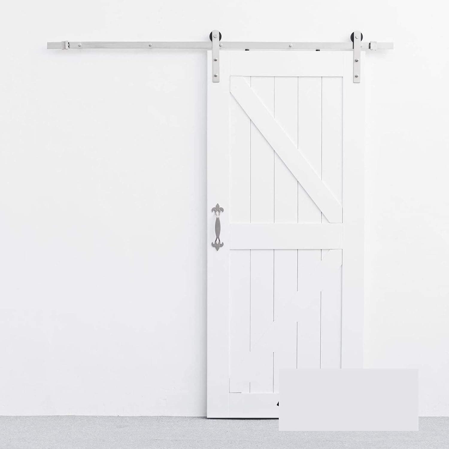 SMARTSTANDARD 6.6ft Sliding Barn Door Hardware (Nickel) (I Shape Hanger) (1 x6.6 Foot Rail)