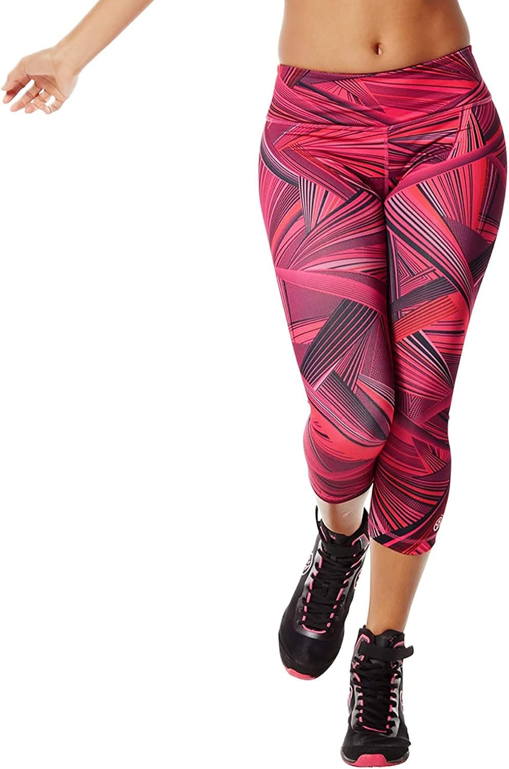 Zumba Fitness Dance Workout Active Compression Print Capri Leggings for Women
