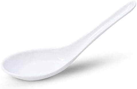 Live Well White Melamine Chinese Japanese Soup Wonton Spoons, Set of 12