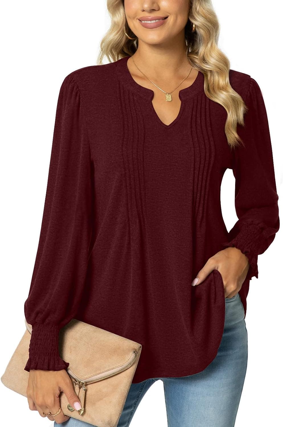 syoss Women's Fall Long Sleeve Tunic Tops for Leggings Criss Cross V-Neck T-Shirts Casual Blouse Sweatshirts