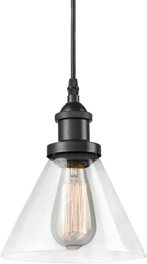 CLAXY Ecopower Antique Industrial Mini Glass Pendant Lighting 1-Light Oil-Rubbed Bronze Fixture