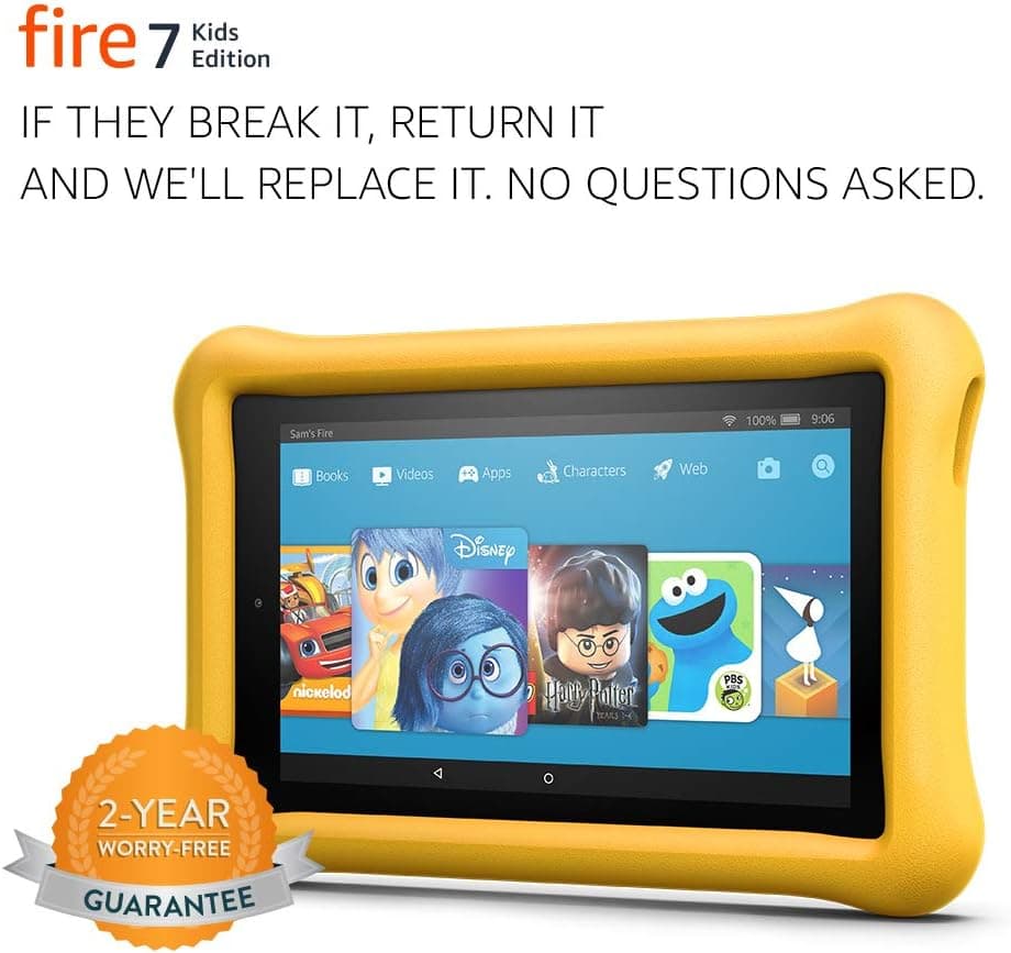Fire 7 Kids Edition Tablet, 7" Display, 16 GB, Yellow Kid-Proof Case - (Previous Generation - 7th)