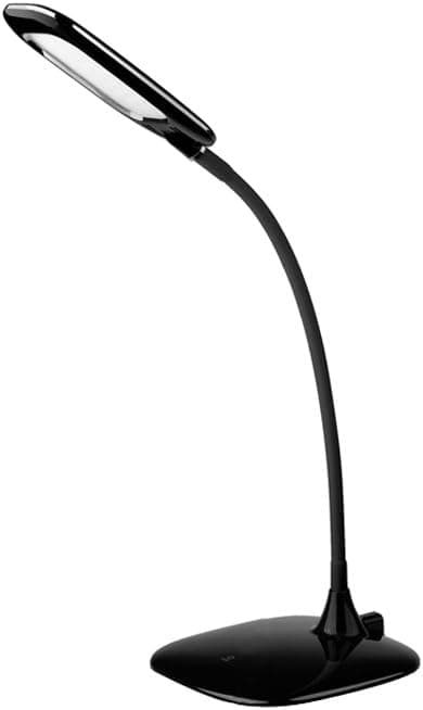 ShineMe Ultra-Thin Gooseneck LED Desk Lamp Built-in Recharge Lithium Battery, Cordless Smart Touch Control Switch, 3-Level Dimmable Brightness, for Study, Reading, Working, Relaxing, Camping,(Black)