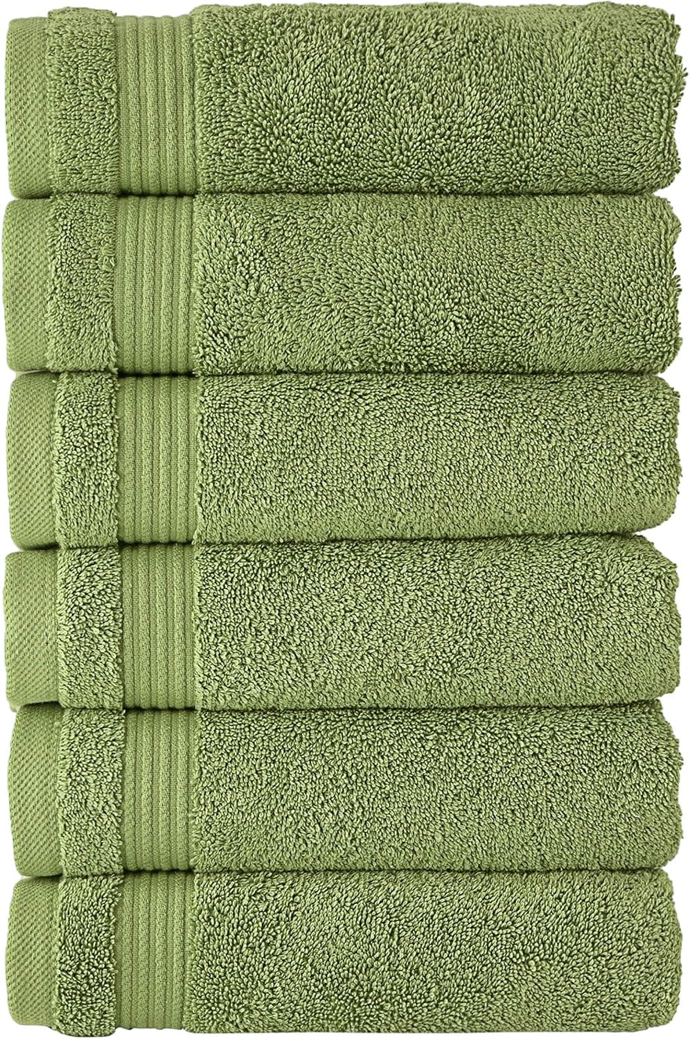 Classic Turkish Towels - Luxury Hand Towels, 100% Turkish Cotton, Quick Dry, Soft and Absorbent Bathroom Towels, Amadeus Collection, 6-Pack - 16 x 27 Inches (Green)