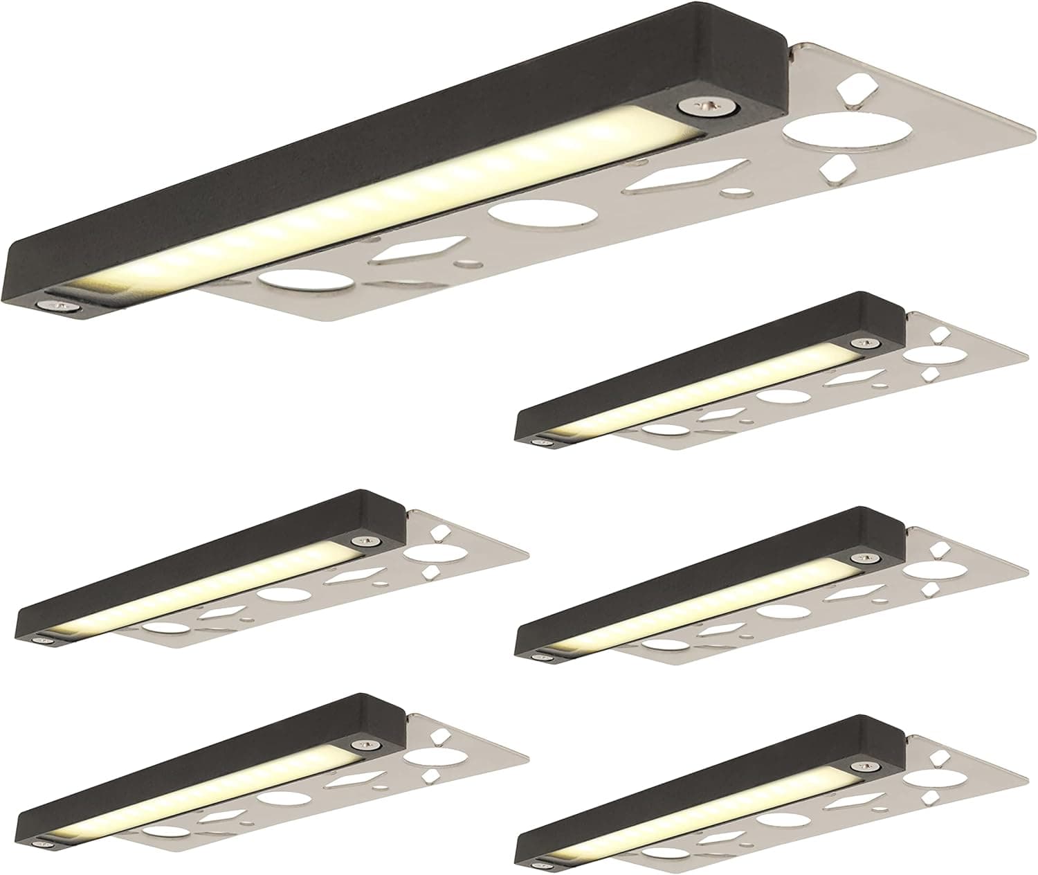LUMENGY 7-inch 1.5w Super Slim LED Hardscape Light, 3 Mounting Plates for Paver Steps, Walls, Decks and Ceiling, No Visiable Screws, Aluminum Black, Easy Installation, 50K Lifespan (6-Pack)