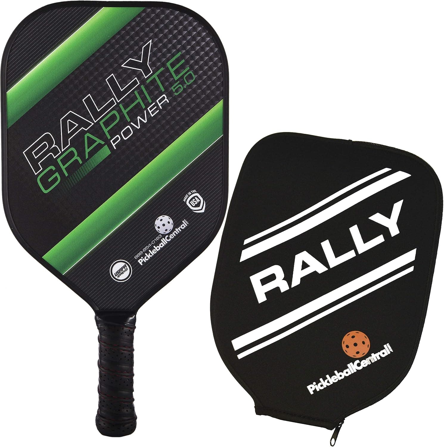 Pickleball Paddle - Rally Graphite Power 5.0 | Honeycomb Core, Graphite/Polymer Hybrid Composite Face | Power, Control, Large Sweet Spot | Paddle Cover