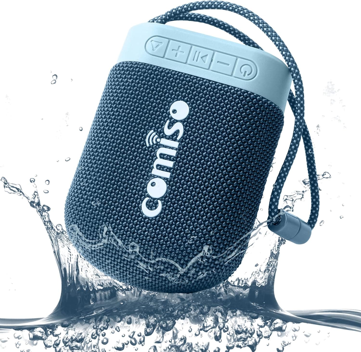 comiso IPX7 Waterproof Bluetooth Speakers, Portable Wireless Speakers with Rich Bass HD Sound, Small Compact Floating Speaker with 20H Playtime for Beach, Pool, Shower, Outdoor Travel - Blue