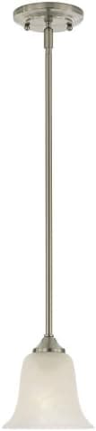Murray Feiss P1094BS One-Light Vista Collection Mini Pendant, Brushed Steel with White Alabaster Glass Shade