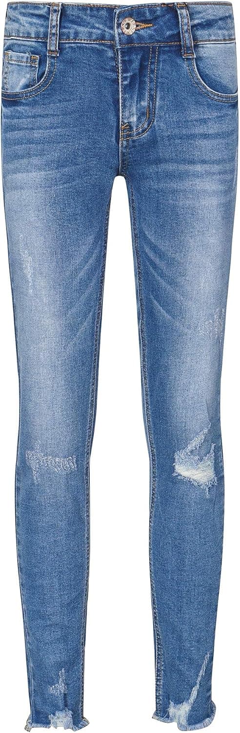 YUKE Girls Skinny Fit Jeans Denim Distressed Ripped Hole Fashion Stretchy Pant 9-14 Age