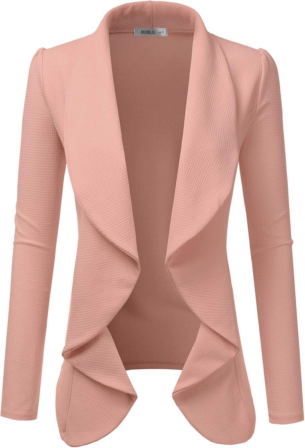 DOUBLJU Classic Draped Open Front Blazer Jacket for Women with Plus Size