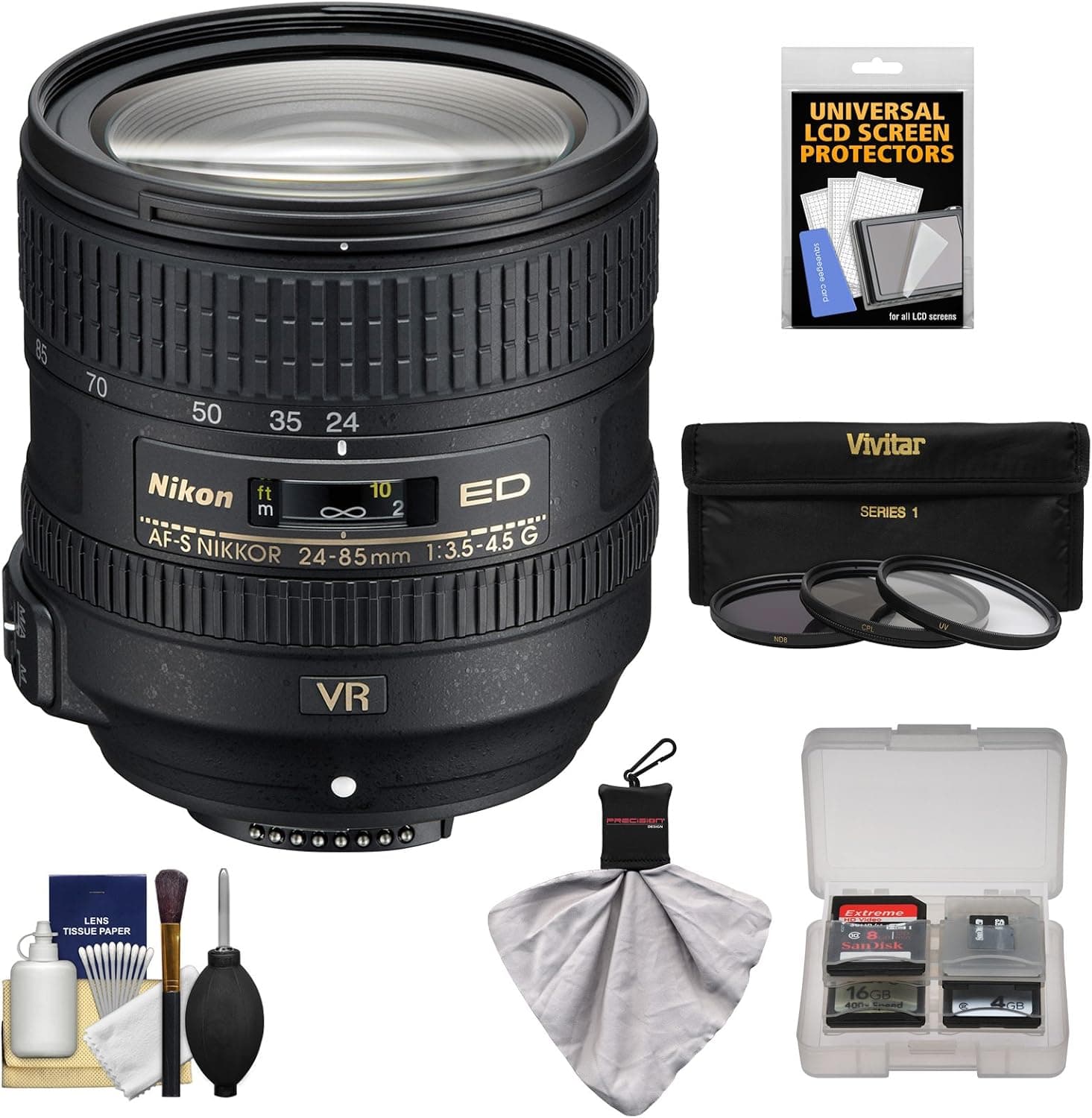 Nikon 24-85mm f/3.5-4.5G VR Lens with Filters + Kit (Certified Refurbished)