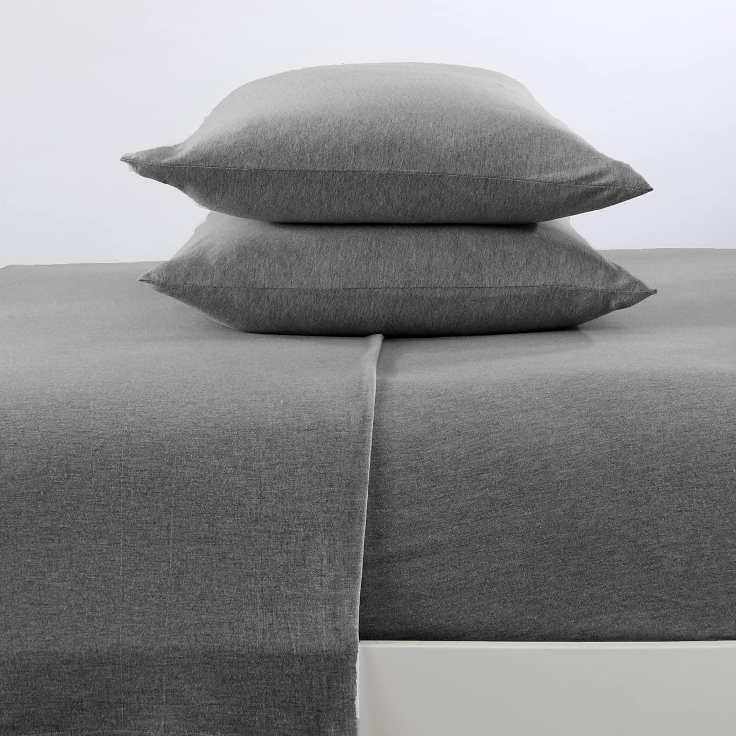 Great Bay Home Extra Soft Jersey Knit T-Shirt California King Cotton Sheet Set | Breathable, Comfortable, and Cozy 4 Pc Charcoal Sheets Set | All-Season Jersey Knit Sheets