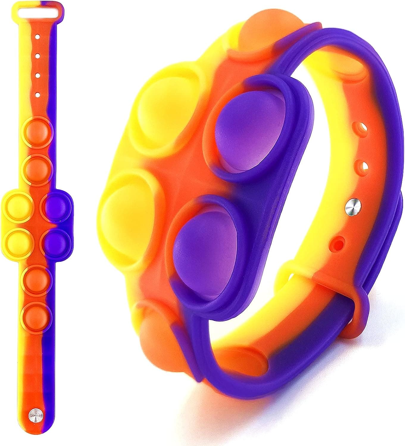 Exun Push Pops Bubble Sensory Fidget Bracelet Toys Wearable Relief Stress Wristband Game Soft Squeeze Toy for Kids and Adults Anxiety ADHD ADD Autism (Rainbow - B)