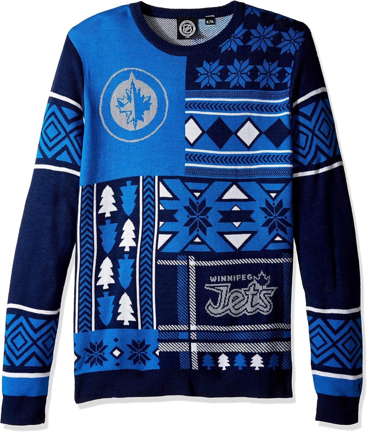 Winnipeg Jets Patches Ugly Crew Neck Sweater Extra Large