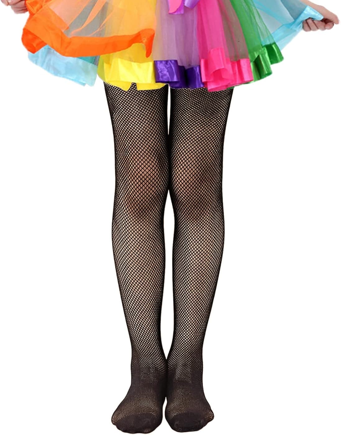 VINICUNCA Girls Fishnet Stockings for Princess Dress High Waist Mesh Tights Cute Pattern Knit Socks