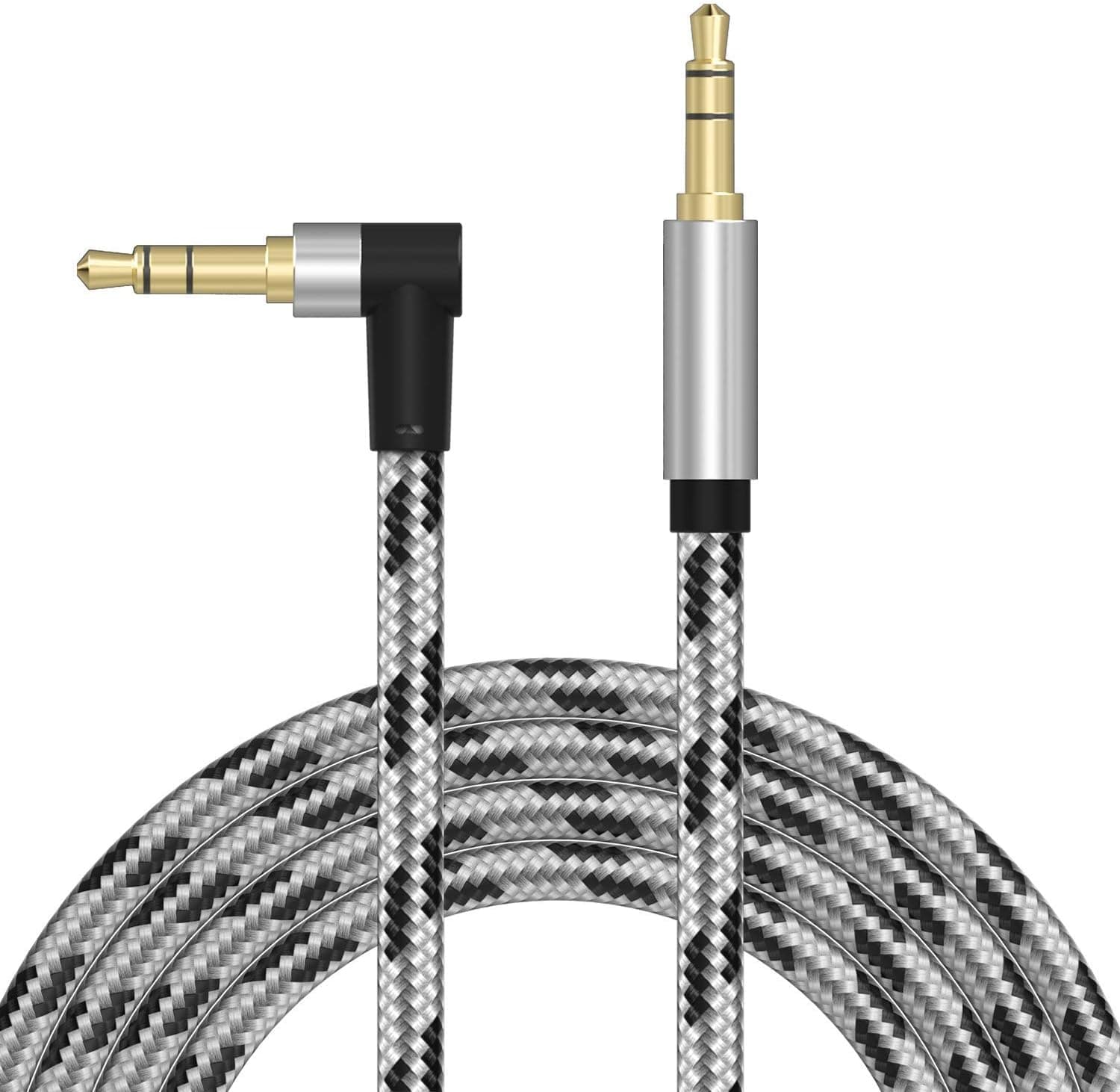 SNANSHI AUX Cable 10ft Right Angle Aux Cable 90 Degree Right Angle Auxiliary Cord 3.5mm Aux Cable Male to Male Stereo Audio Cables Compatible with Car, Studio, Smartphone,Headphone and More