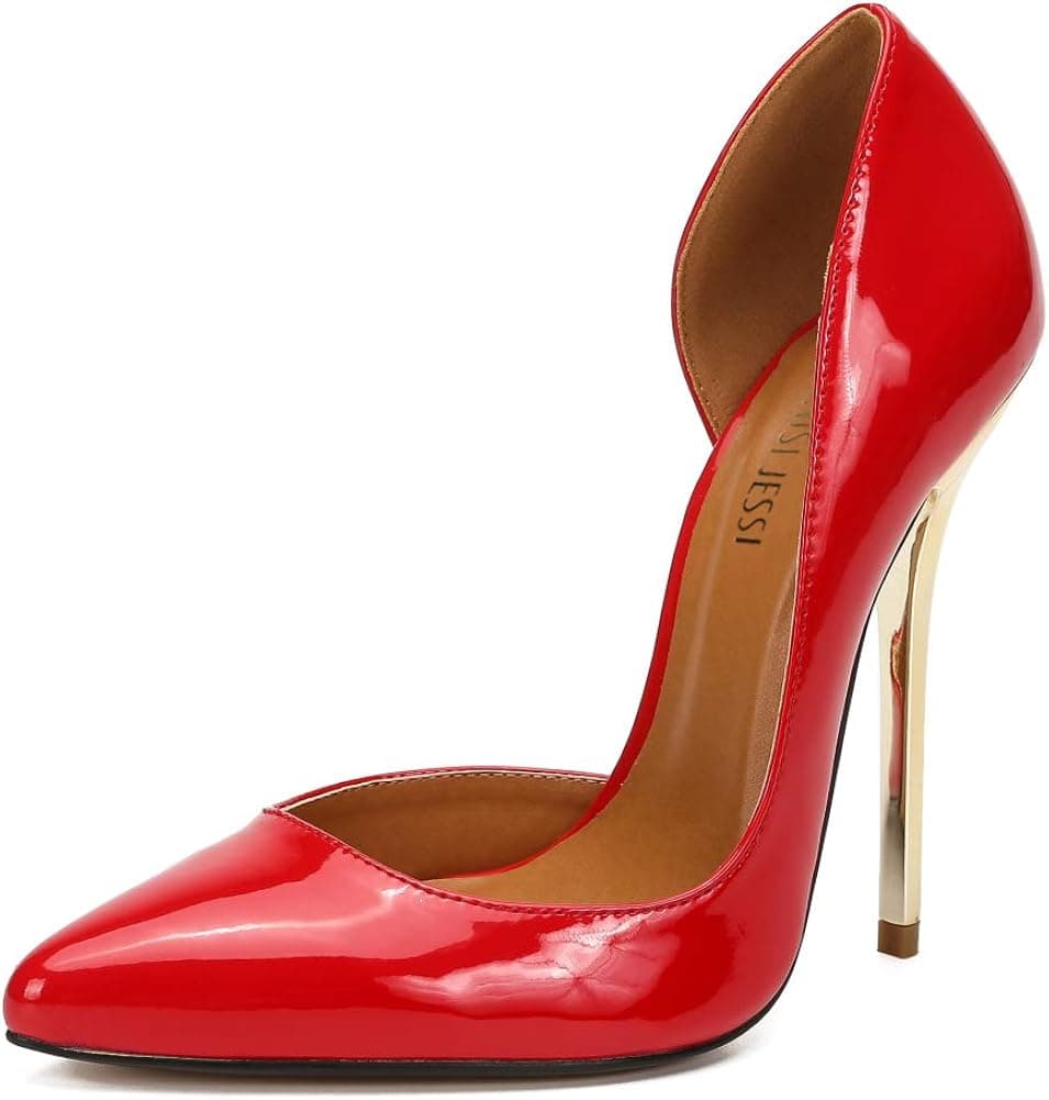 MAIERNISI JESSI Unisex Men's Women's D-Orsay Pointed Toe Stiletto Super High Heels Slip on Pumps